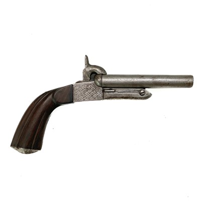 Lot 285 - A Continental pin fire double barrel pistol.