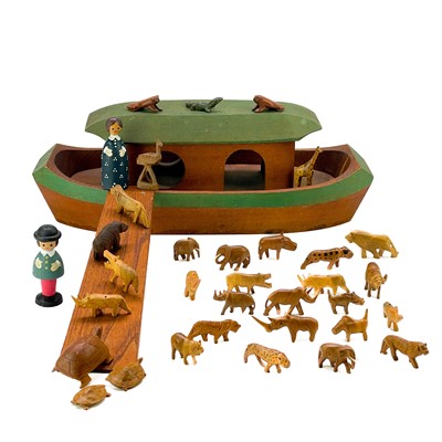 Lot 185 - Noah's Ark with various African wood carved animals.