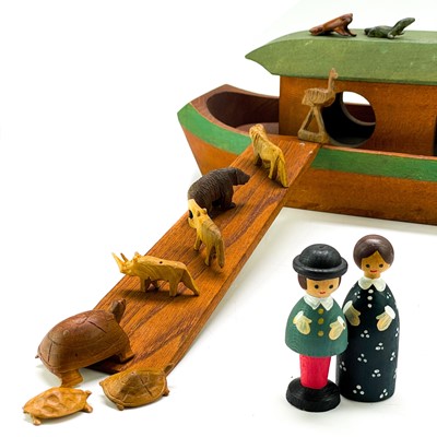 Lot 185 - Noah's Ark with various African wood carved animals.