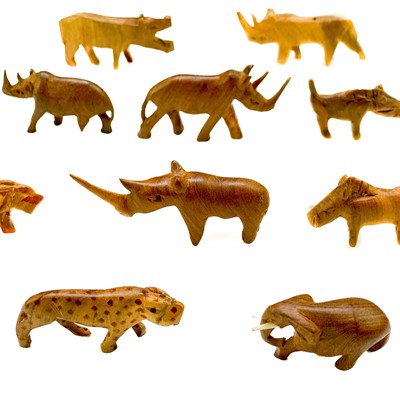 Lot 185 - Noah's Ark with various African wood carved animals.