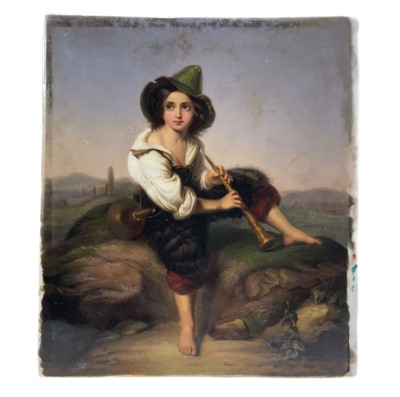 Lot 498 - A German painted porcelain plaque.