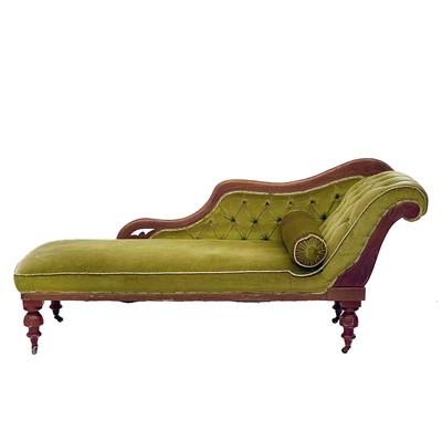 Lot 742 - A late Victorian beech frame chaise longue.