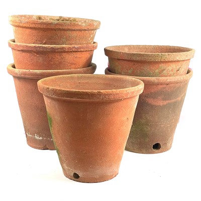 Lot 271 - Six hand thrown terracotta flower pots.