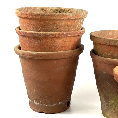 Lot 271 - Six hand thrown terracotta flower pots.