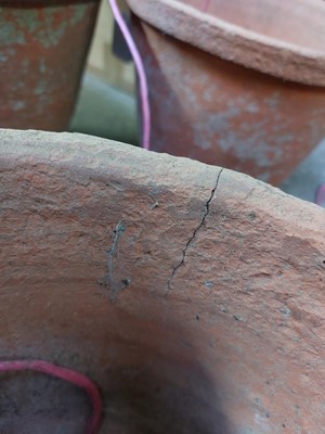 Lot 271 - Six hand thrown terracotta flower pots.