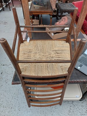 Lot 647 - A beech ladderback nursing chair labelled Liberty.