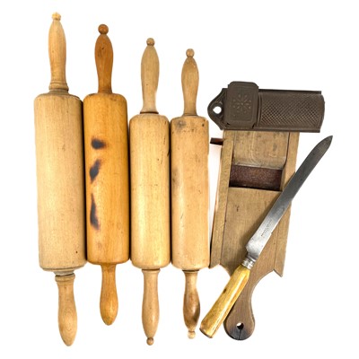 Lot 265 - Four Victorian and later turned sycamore rolling pins.