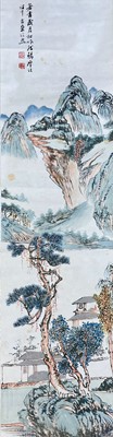 Lot 34 - A Chinese coloured lithograph scroll, 20th century