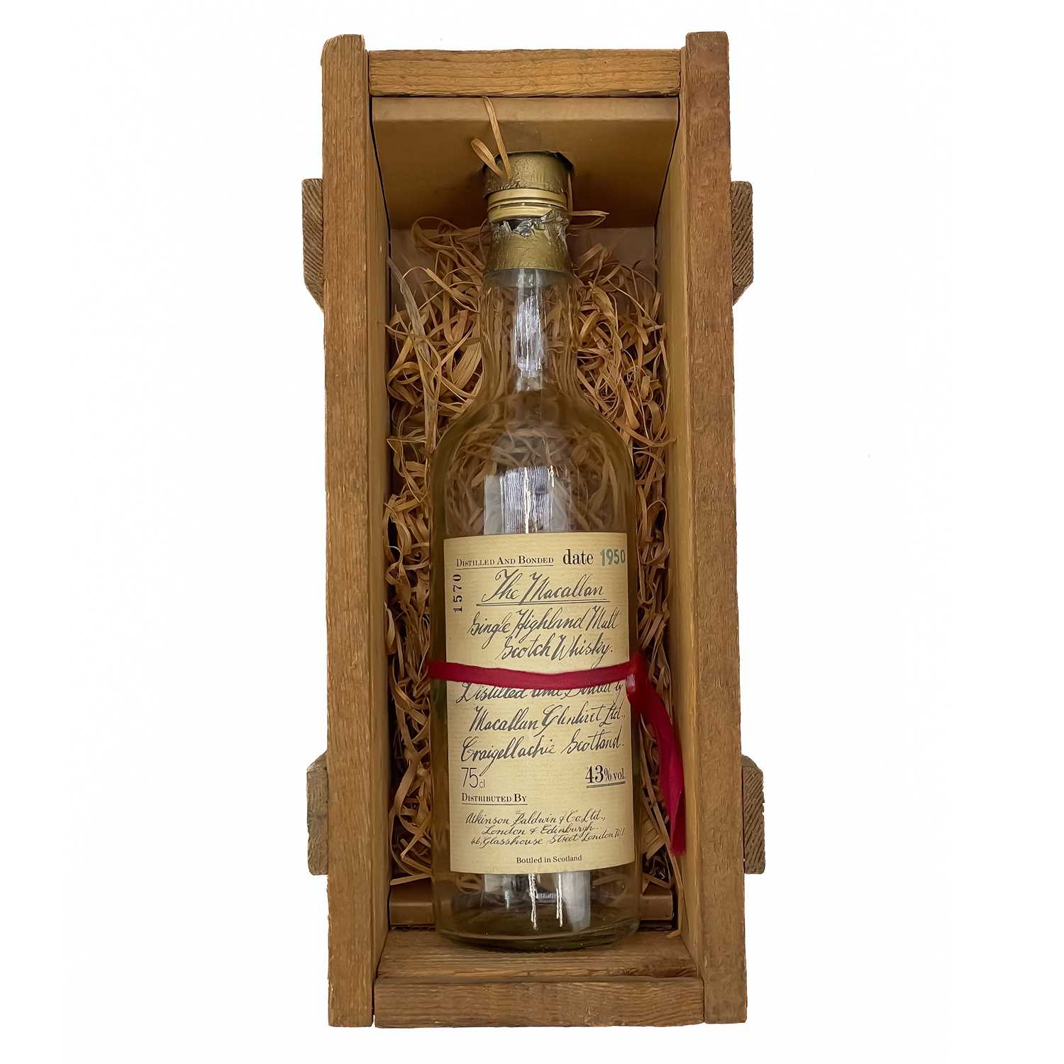 Lot 329 - An empty bottle of The Macallan 1950 Malt.