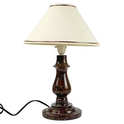 Lot 182 - A Cornish serpentine baluster turned table lamp.