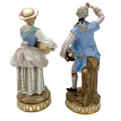 Lot 463 - A pair of Meissen figures of flower sellers.