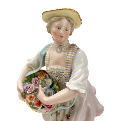 Lot 463 - A pair of Meissen figures of flower sellers.