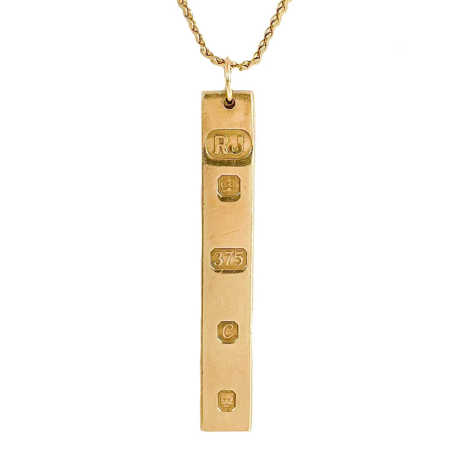 9ct gold hot sale ingot pendant