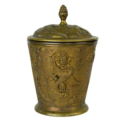 Lot 377 - A European cast metal jar and cover, early-mid 20th century.