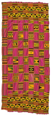 Lot 174 - An Ashanti Kente cochineal cloth, Ghana, mid 20th century.