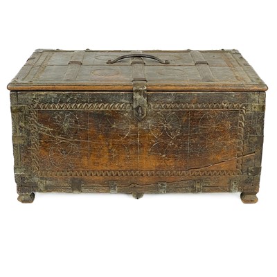 Lot 141 - An Indian carved wood wedding chest, 19th Century.