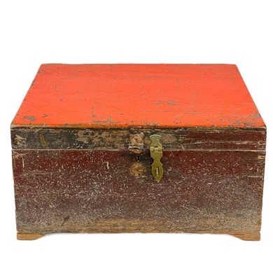 Lot 143 - An Indian painted wood scribes box, late 19th century.