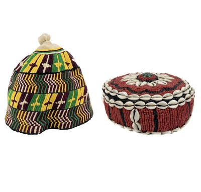 Lot 144 - A beadwork and cowrie shell skull cap, Central/West Africa.