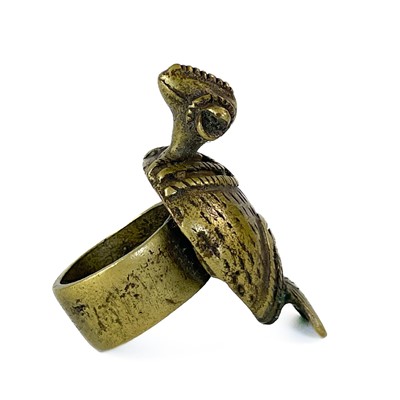 Lot 148 - A West African bronze ring, a beadwork necklace and armband.