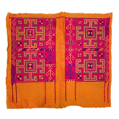 Lot 47 - A pair of Turkoman embroidered panels, 19th century.