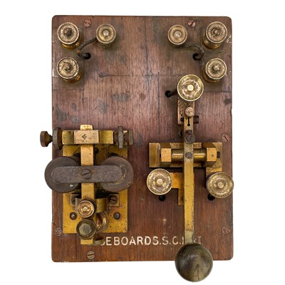 Lot 338 - A brass G.P.O telegraph Key serial number 6787.