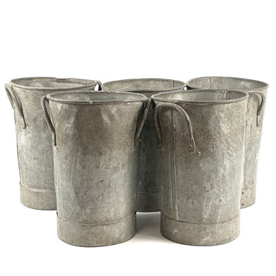 Lot 134 - Five Late Victorian galvanised florist buckets.