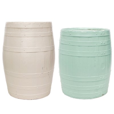 Lot 373 - Two large painted barrels