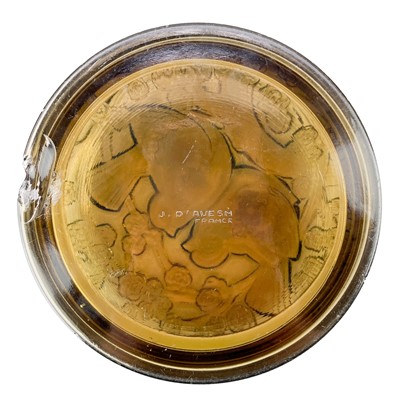 Lot 458 - A J. D'Avsen French Art Deco glass circular box and cover.