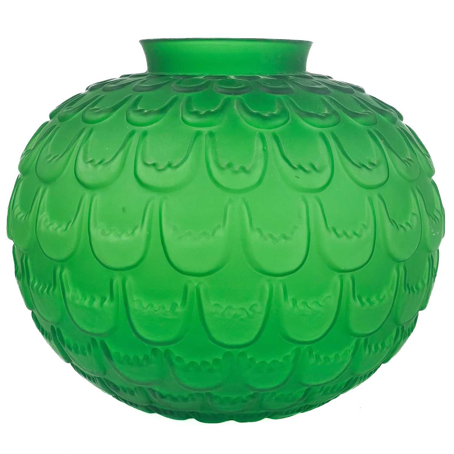 Lot 547 - An Art glass green lotus flower spherical vase.