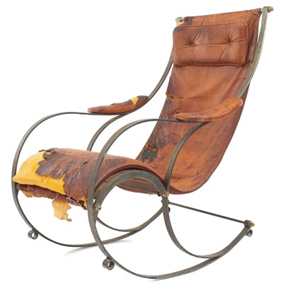 Lot 687 - A campaign rocking chair possibly manufactured by R W Winfield