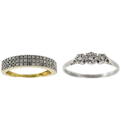 Lot 216 - Two 9ct diamond set rings.