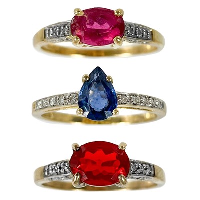 Lot 231 - Three 9ct contemporary diamond and gem set rings by Rocks & Co.