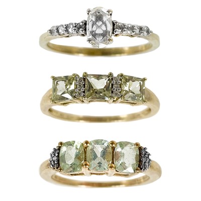 Lot 234 - Three 9ct contemporary gem and diamond set rings by Gemporia.