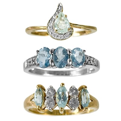 Lot 239 - Two 9ct contemporary pale blue gem and diamond set rings by Rocks & Co.