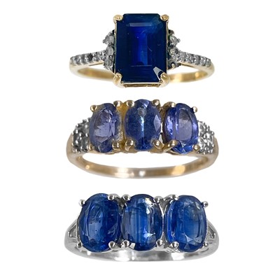 Lot 243 - A 9ct blue stone and diamond set ring by Rocks & Co.