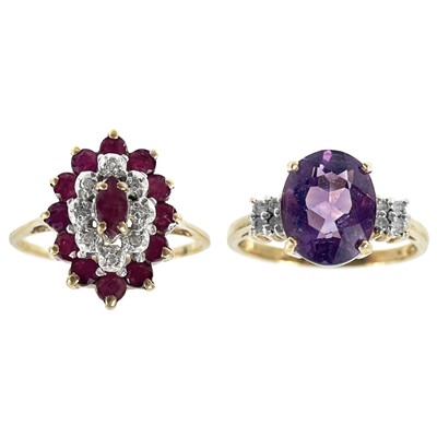 Lot 248 - A 9ct amethyst and diamond set ring by Rocks & Co.