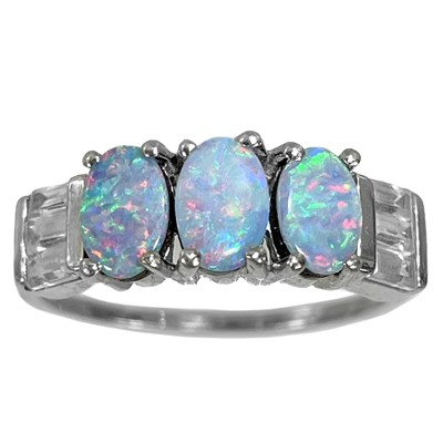 Lot 258 - Three 9ct gem and diamond set rings and a 9ct opal ring, by Gemporia.