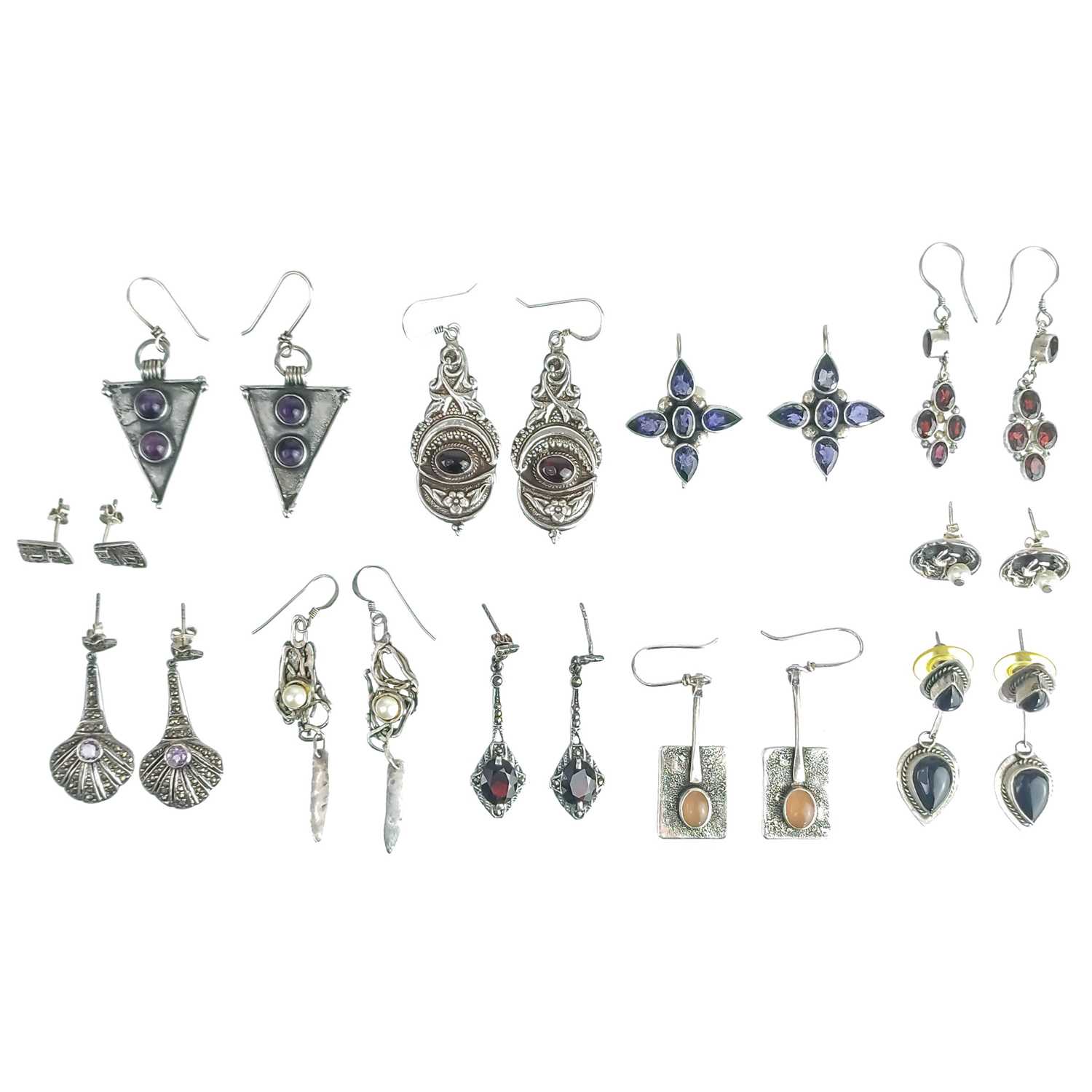 Lot 499 - A collection of marcasite and stone set