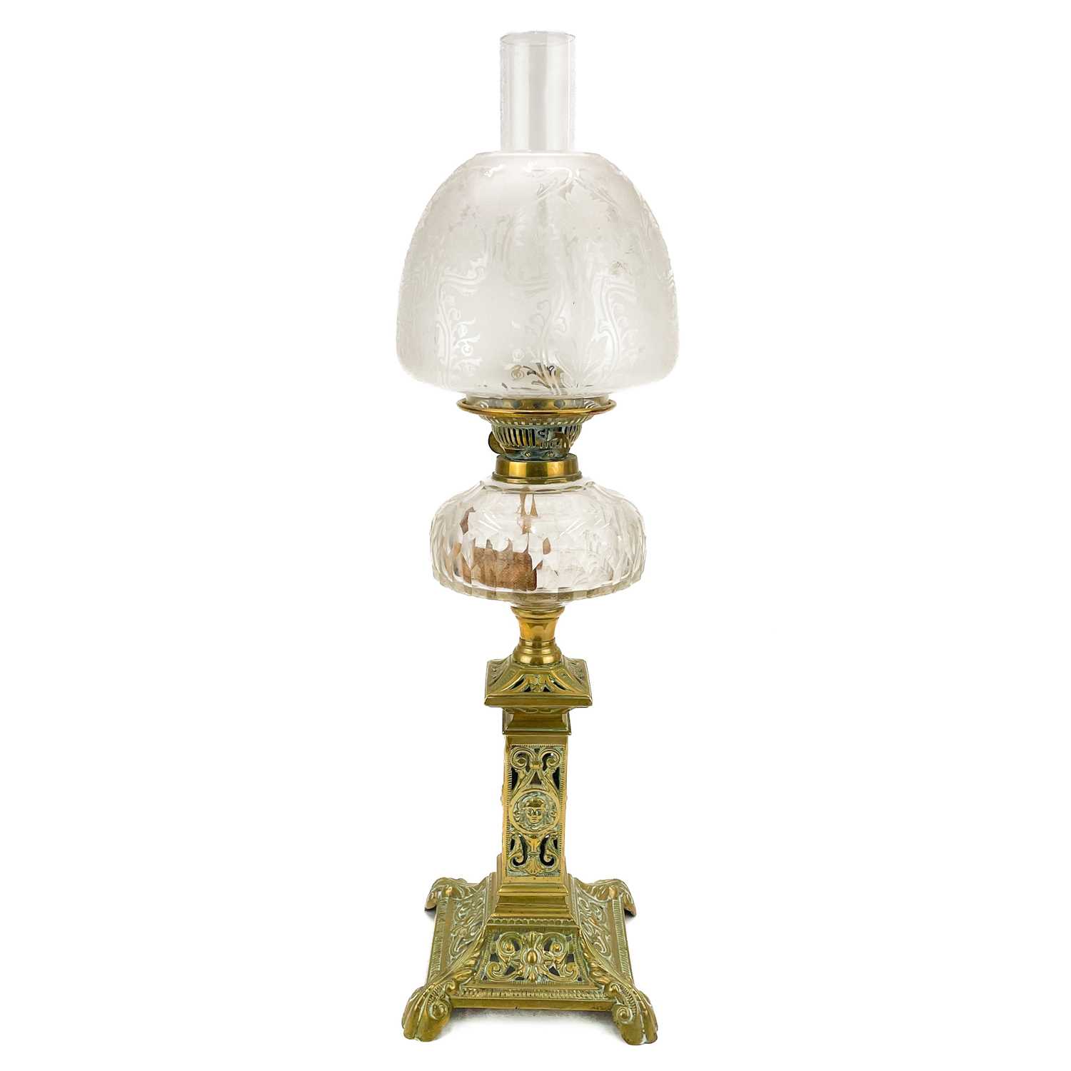 Oil lamp online with glass shade