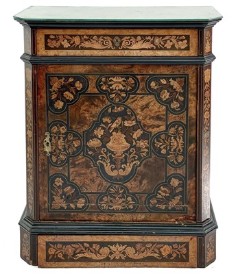 Lot 627 - An Italian walnut, ebonised and marquetry side cabinet.