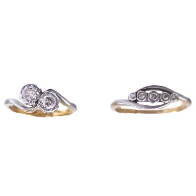 Lot 293 - Two 18ct diamond set rings.