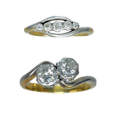 Lot 295 - Two 18ct diamond set rings.