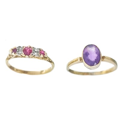 Lot 297 - Two 18ct gem set rings.