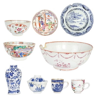 Lot 410 - A selection of 18th century Chinese porcelain items.