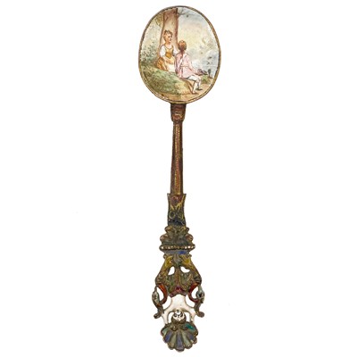 Lot 15 - An Austrian enamelled gilt metal spoon.