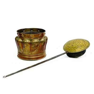 Lot 52 - An 18th century brass, copper and wrought iron warming pan.