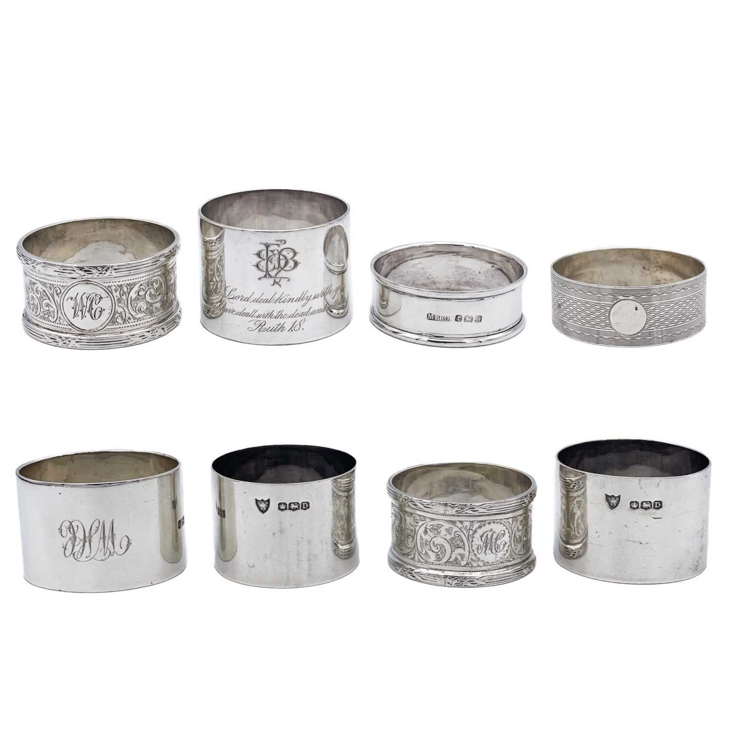 Lot 40 - Seven various silver hallmarked napkin rings.