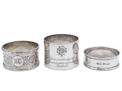 Lot 40 - Seven various silver hallmarked napkin rings.