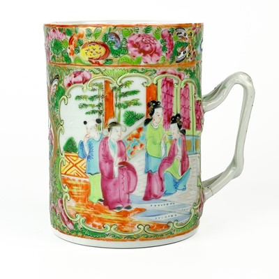 Lot 434 - A Chinese Canton famille rose porcelain mug, 19th century.