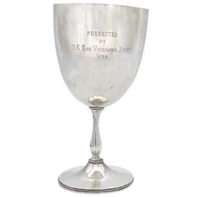 Lot 187 - An Indian silver trophy cup, by Cooke & Kelvey, Calcutta, 19th century.